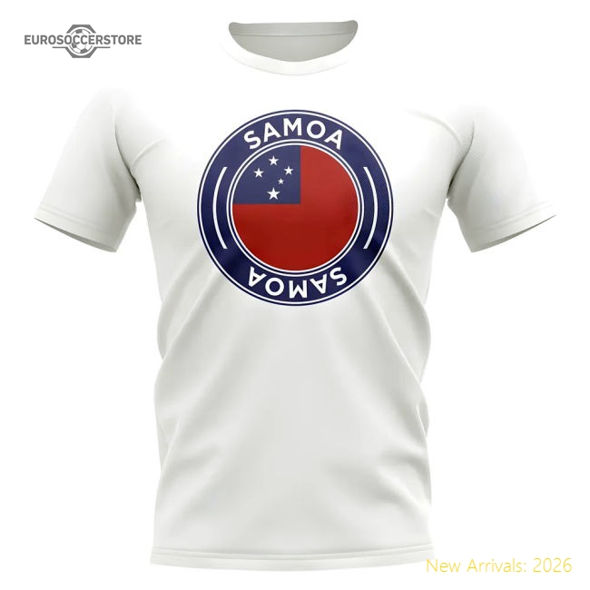 S,Samoa Match Day Samoa Football Badge T-Shirt (White) Perfect For Cheer-World Cup Jersey Hub - 2026 National Football Kits Store