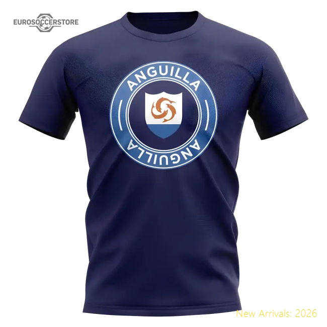 S,Anguilla Tournament Anguilla Football Badge T-Shirt (Navy)-World Cup Jersey Hub - 2026 National Football Kits Store
