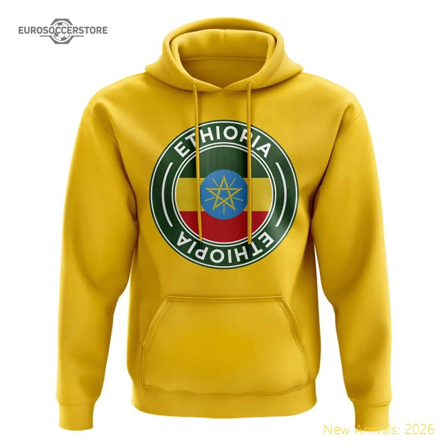 S,Ethiopia Match Day Ethiopia Football Badge Hoodie (Yellow)-World Cup Jersey Hub - 2026 National Football Kits Store