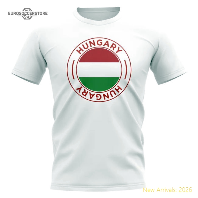 Hungary Hungary Football Badge Casual T-Shirt White-Soccer Shirts Store: 2026 World Cup Kits