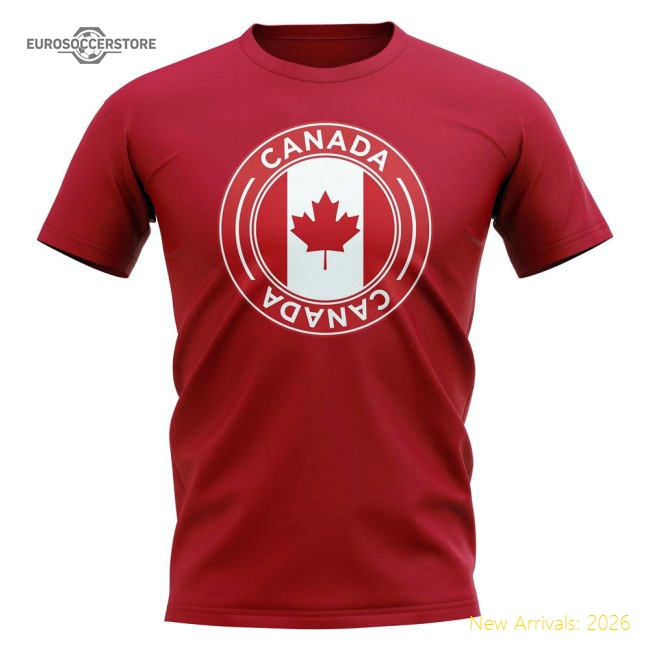 S,Canada Game Ready Canada Football Badge T-Shirt (Red)-World Cup Jersey Hub - 2026 National Football Kits Store
