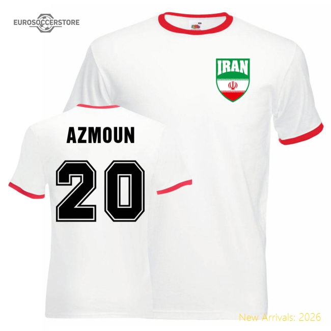 Iran Sardar Azmoun Iran Ringer Fan Fan Tee White-Red-World Cup Jersey Hub - 2026 National Football Kits Store