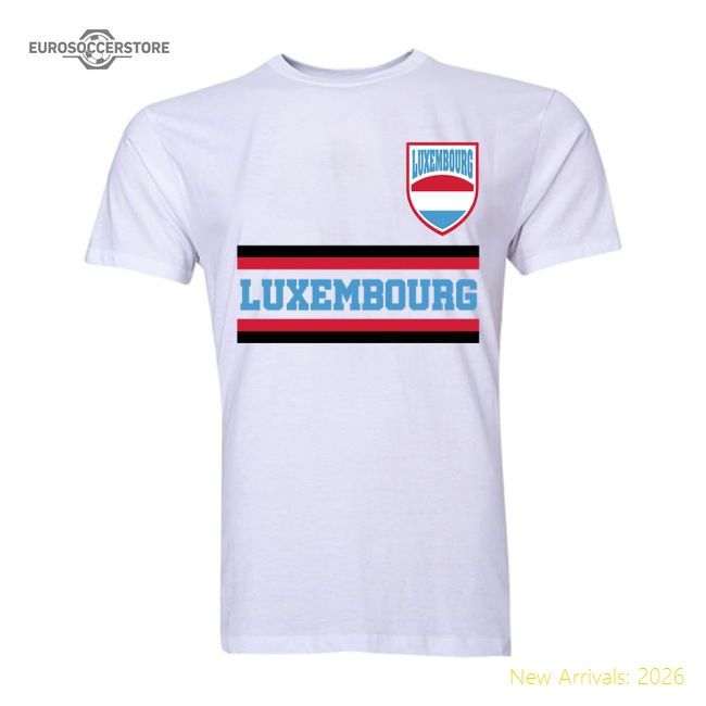 Luxembourg Luxembourg Core Football Country Graphic Tee White-Soccer Shirts Store: 2026 World Cup Kits