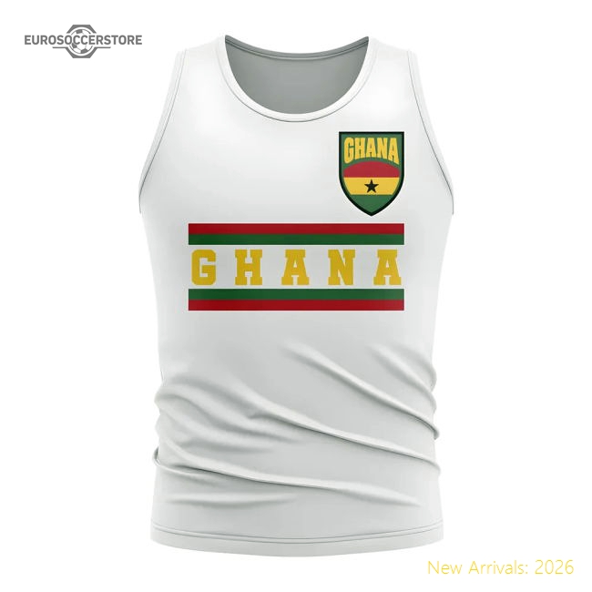 S,Ghana Match Day Ghana Core Football Country Sleeveless Tee (White)-Soccer Shirts Store: 2026 World Cup Kits
