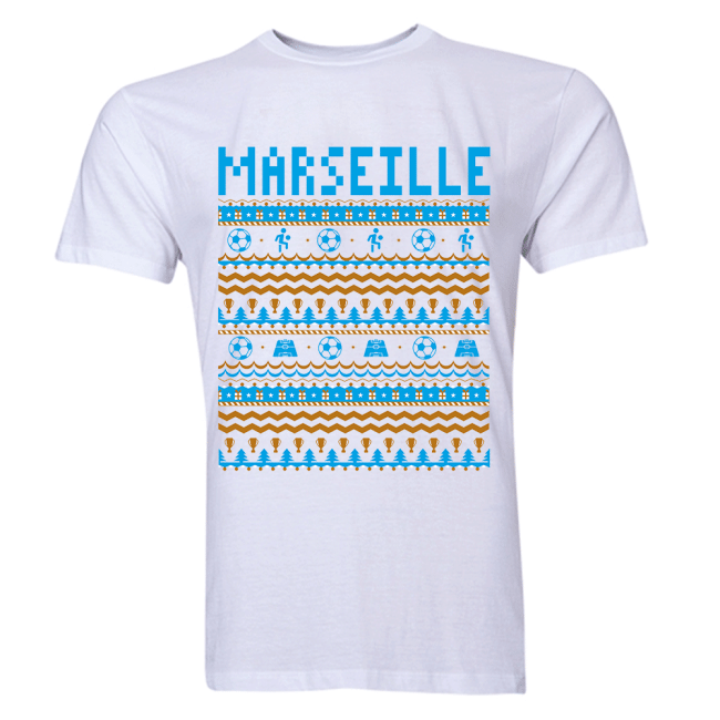 Marseille Marseille Christmas Football T-Shirt (White) For Diehard Footb-Soccer Shirts Store: 2026 World Cup Kits