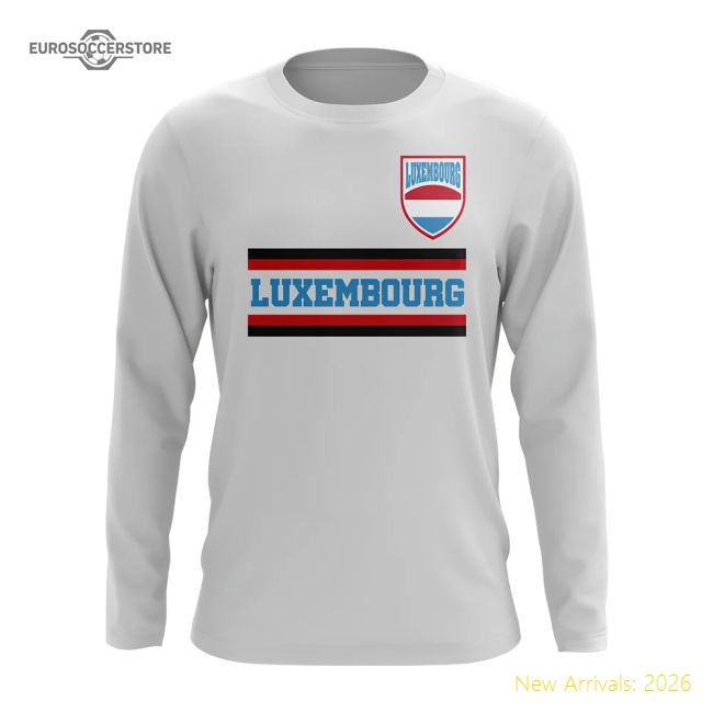 Luxembourg Luxembourg Core Football Country Long Sleeve Casual T-Shirt White-Soccer Shirts Store: 2026 World Cup Kits