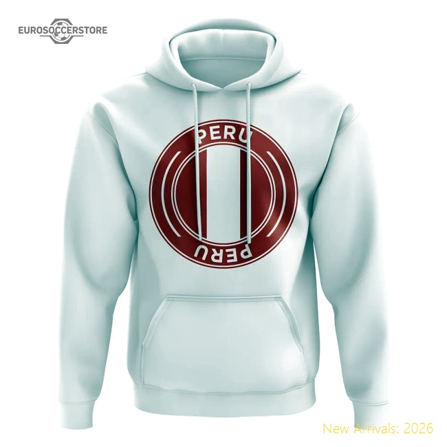 S,Peru Game Ready Peru Football Badge Hoodie (White) Perfect For Cheerin-World Cup Jersey Hub - 2026 National Football Kits Store