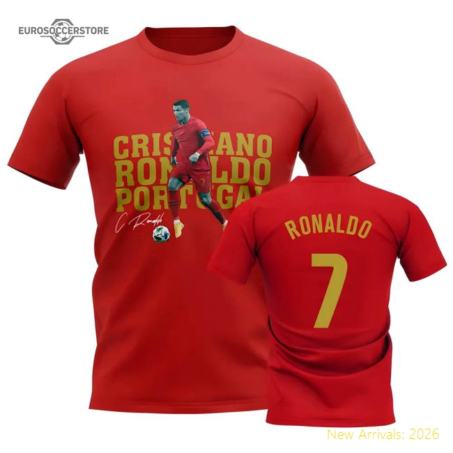 Portugal Cristiano Ronaldo Portugal Player Fan Fan Tee Red-World Cup Jersey Hub - 2026 National Football Kits Store