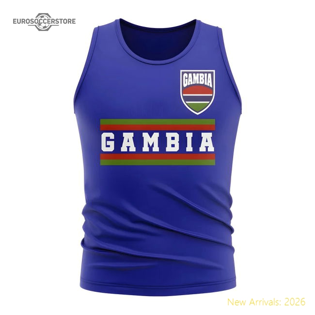S,Gambia Gambia Core Football Country Sleeveless Tee (Royal)-Soccer Shirts Store: 2026 World Cup Kits