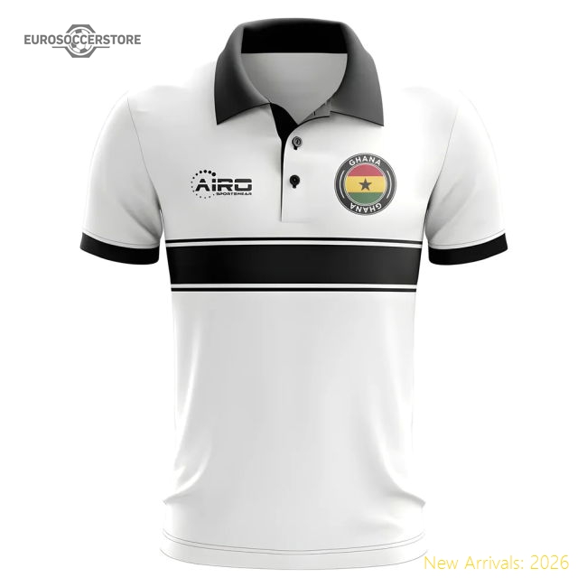 S,Ghana Competition Ready Ghana Concept Stripe Polo Shirt (White)-Soccer Shirts Store: 2026 World Cup Kits