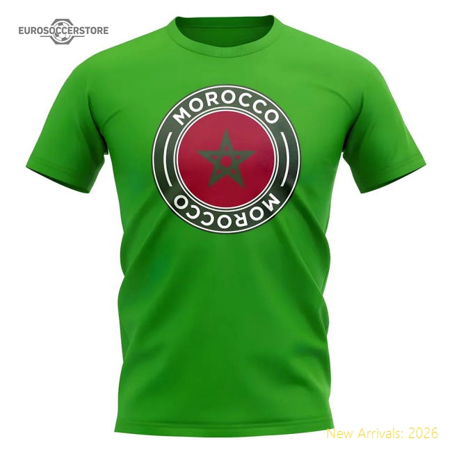 S,Morocco Game Ready Morocco Football Badge T-Shirt (Green)-Soccer Shirts Store: 2026 World Cup Kits