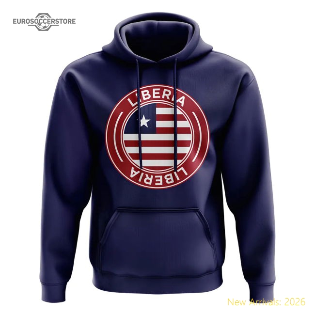 S,Liberia Competition Ready Liberia Football Badge Hoodie (Navy)-World Cup Jersey Hub - 2026 National Football Kits Store
