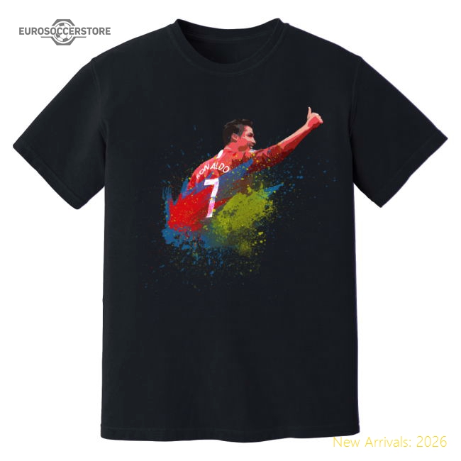 Man Utd Cristiano Ronaldo Man United Art T-Shirt (Black)-Soccer Shirts Store: 2026 World Cup Kits