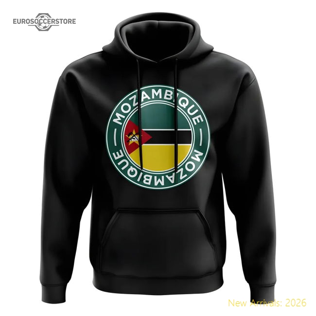 S,Mozambique Match Day Mozambique Football Badge Hoodie (Black)-World Cup Jersey Hub - 2026 National Football Kits Store