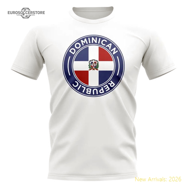 S,Dominican Republic Dominican Republic Football Badge T-Shirt (White)-World Cup Jersey Hub - 2026 National Football Kits Store