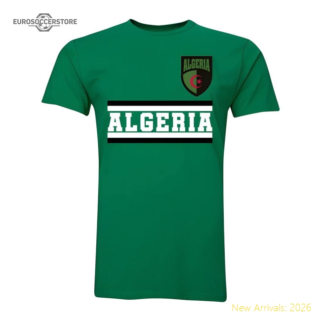 S,Algeria Algeria Core Football Country T-Shirt (Green)-World Cup Jersey Hub - 2026 National Football Kits Store