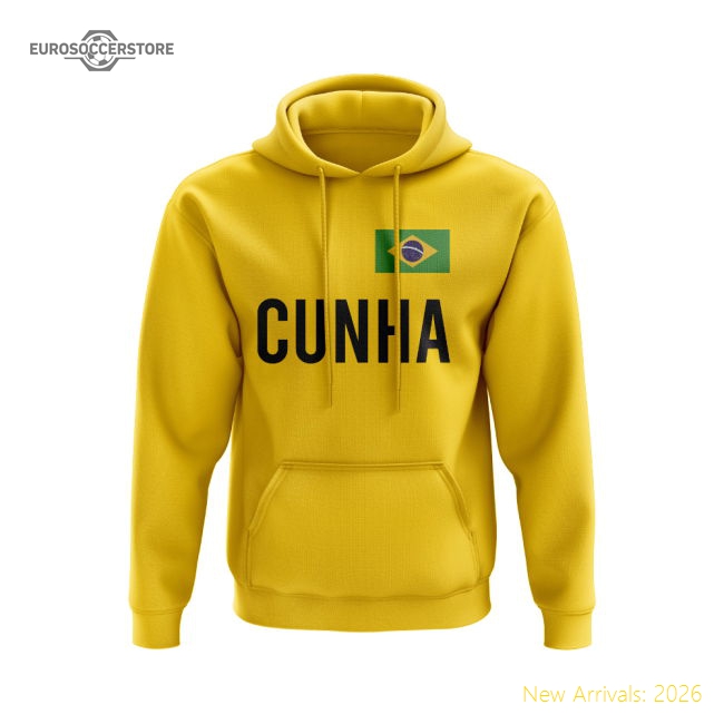 S,Brazil Tournament Matheus Cunha Brazil Hoody (Yellow)-Soccer Shirts Store: 2026 World Cup Kits