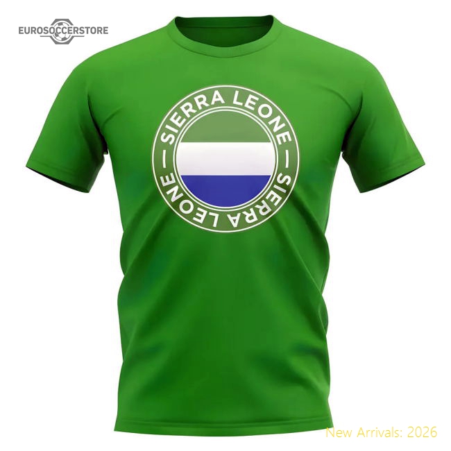 S,Sierra Leone Sierra Leone Football Badge T-Shirt (Green)-World Cup Jersey Hub - 2026 National Football Kits Store