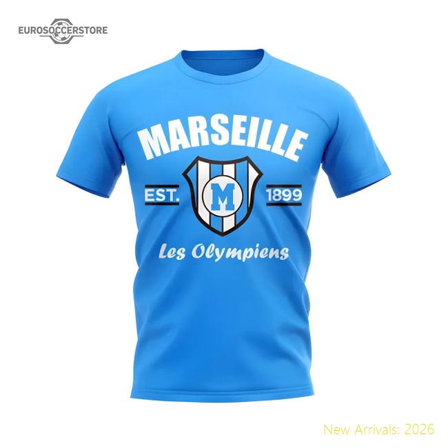 Marseille Marseille Established Football Football T-Shirt (Sky)-World Cup Jersey Hub - 2026 National Football Kits Store