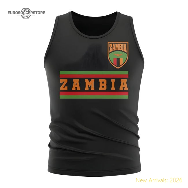S,Zambia Match Day Zambia Core Football Country Sleeveless Tee (Black)-World Cup Jersey Hub - 2026 National Football Kits Store
