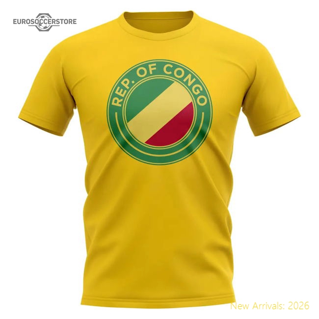 S,Congo Game Ready Congo Republic Football Badge T-Shirt (Yellow)-World Cup Jersey Hub - 2026 National Football Kits Store