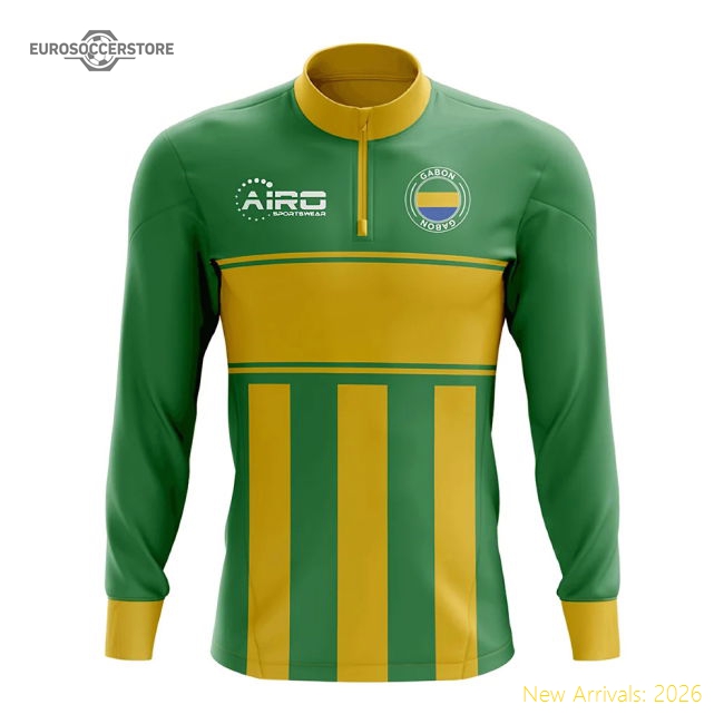 S,Gabon Gabon Concept Football Half Zip Midlayer Top (Green-Yellow)-World Cup Jersey Hub - 2026 National Football Kits Store