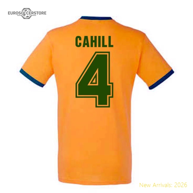 S,Australia Competition Ready Tim Cahill Australia Ringer Tee (Yellow)-World Cup Jersey Hub - 2026 National Football Kits Store