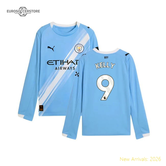 Man City 2025-2026 Home Gear Long Sleeve Football Top (Kids)-Soccer Shirts Store: 2026 World Cup Kits