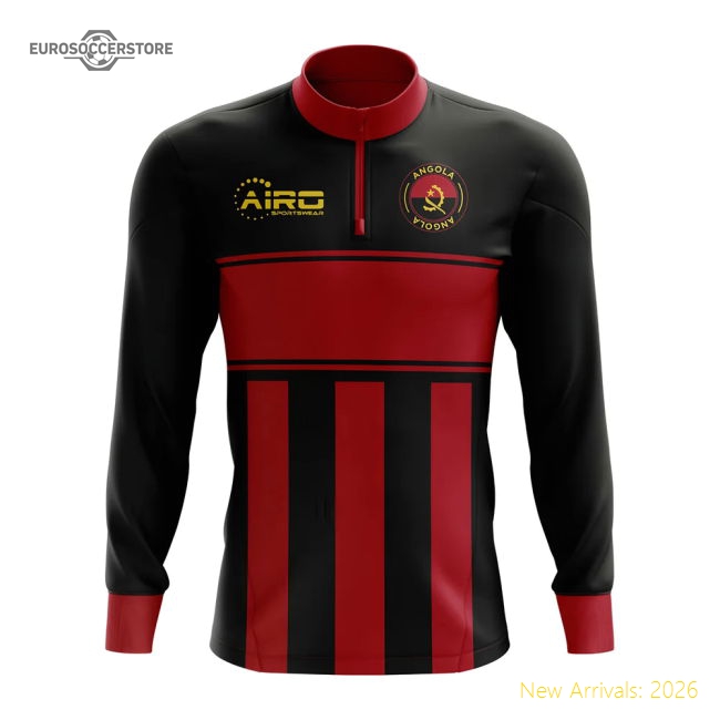 S,Angola Angola Concept Football Half Zip Midlayer Top (Black-Red)-World Cup Jersey Hub - 2026 National Football Kits Store