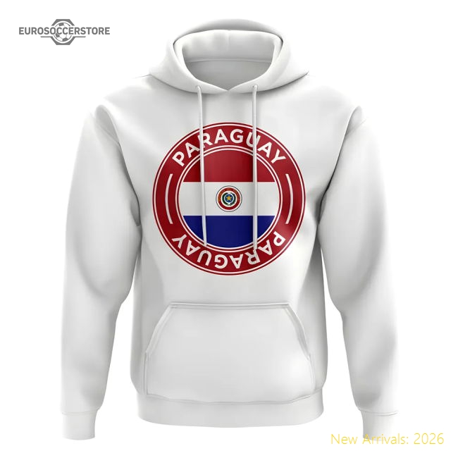 S,Paraguay Competition Ready Paraguay Football Badge Hoodie (White)-Soccer Shirts Store: 2026 World Cup Kits