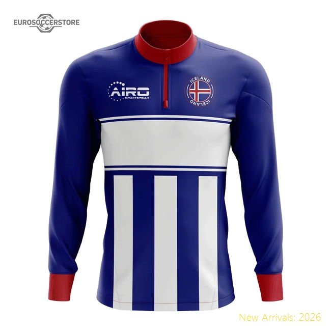 Iceland Iceland Concept Football Half Zip Midlayer Top Blue-White-Soccer Shirts Store: 2026 World Cup Kits