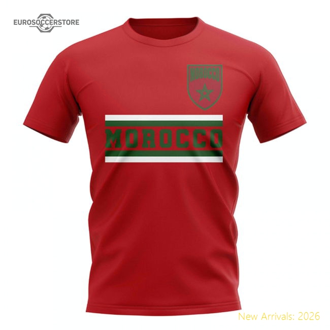 S,Morocco Match Day Morocco Core Football Country T-Shirt (Red)-Soccer Shirts Store: 2026 World Cup Kits
