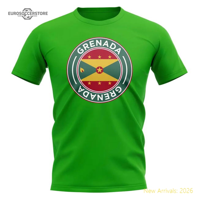 S,Grenada Game Ready Grenada Football Badge T-Shirt (Green)-World Cup Jersey Hub - 2026 National Football Kits Store