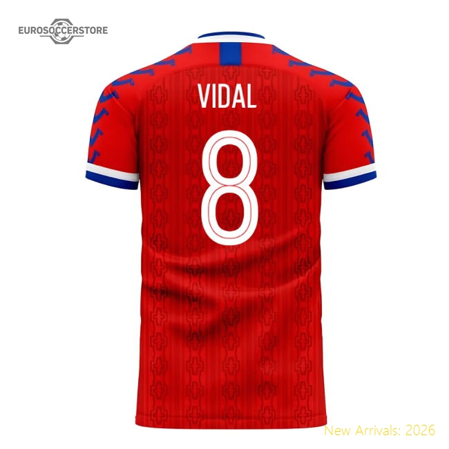 S,Chile Chile 2025-2026 Home Kit Concept Football Kit (Viper) (Vidal 8)-Soccer Shirts Store: 2026 World Cup Kits