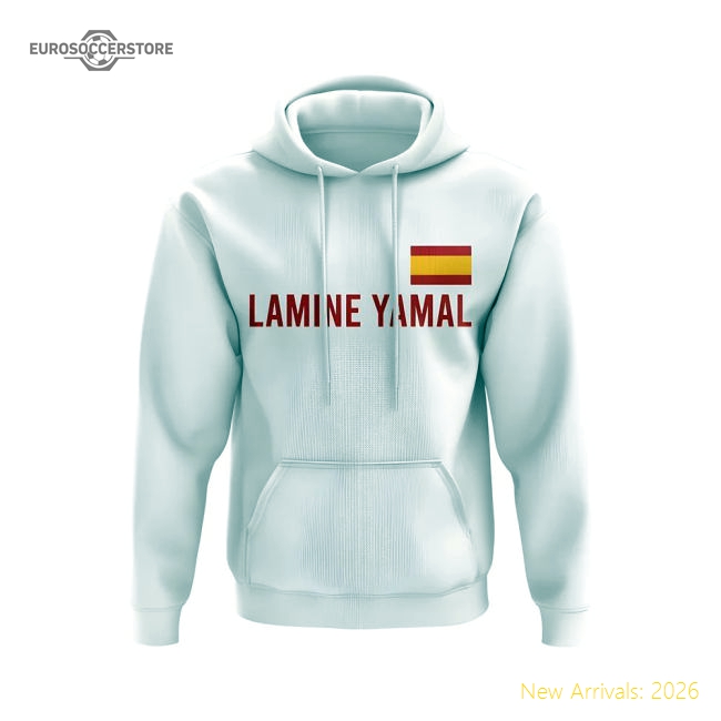 Spain Lamine Yamal Spain Flag Football Hoody (White) For Diehard Footbal-Soccer Shirts Store: 2026 World Cup Kits