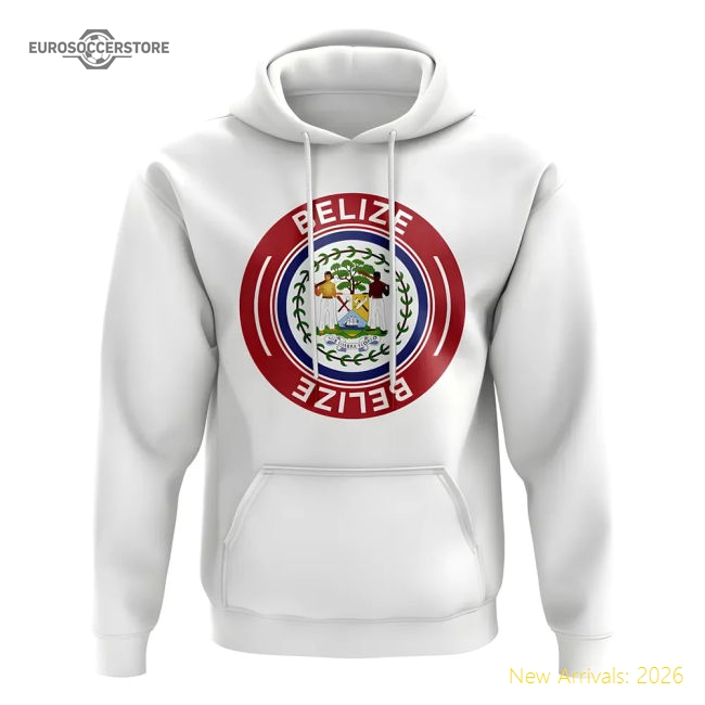 S,Belize Competition Ready Belize Football Badge Hoodie (White)-World Cup Jersey Hub - 2026 National Football Kits Store