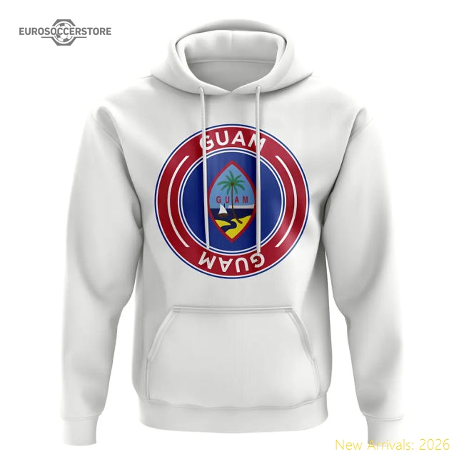 S,Guam Match Day Guam Football Badge Hoodie (White) Perfect For Cheering-World Cup Jersey Hub - 2026 National Football Kits Store