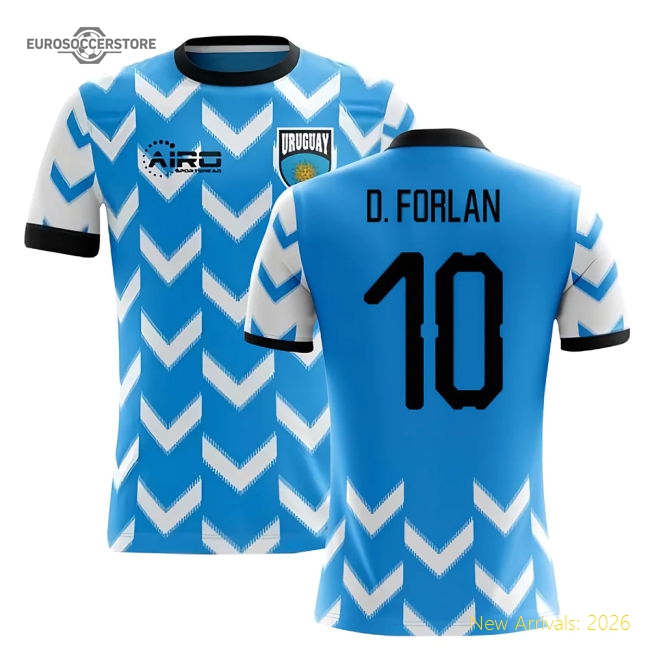 S,Uruguay 2025-2026 Uruguay Home Concept Football Shirt (D. Forlan 10)-Soccer Shirts Store: 2026 World Cup Kits