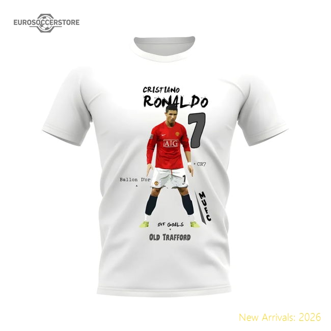 Man Utd Cristiano Ronaldo Manchester United T-Shirt (White)-World Cup Jersey Hub - 2026 National Football Kits Store