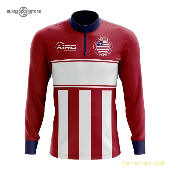 S,Liberia Liberia Concept Football Half Zip Midlayer Top (Red-White)-World Cup Jersey Hub - 2026 National Football Kits Store