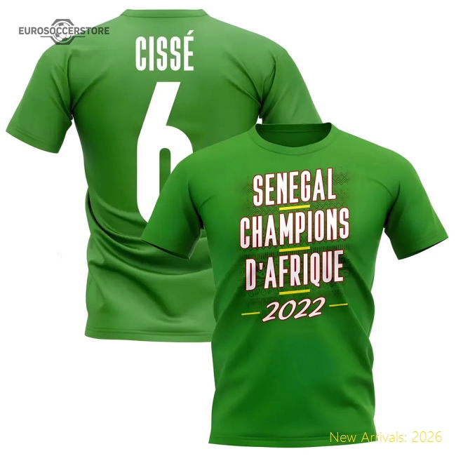 S,Senegal Aliou Cisse 2022 Senegal African Nations Winners Tee (Green)-Soccer Shirts Store: 2026 World Cup Kits