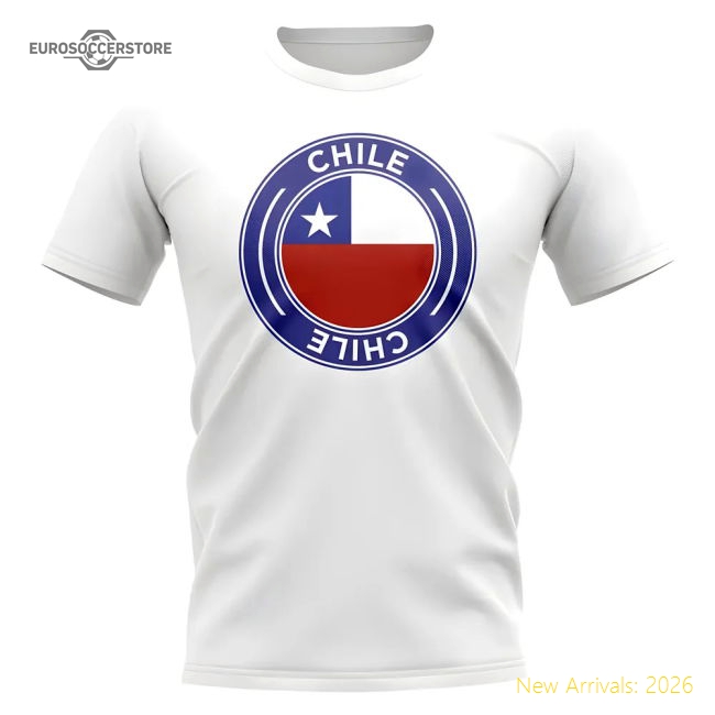 S,Chile Competition Ready Chile Football Badge T-Shirt (White)-Soccer Shirts Store: 2026 World Cup Kits
