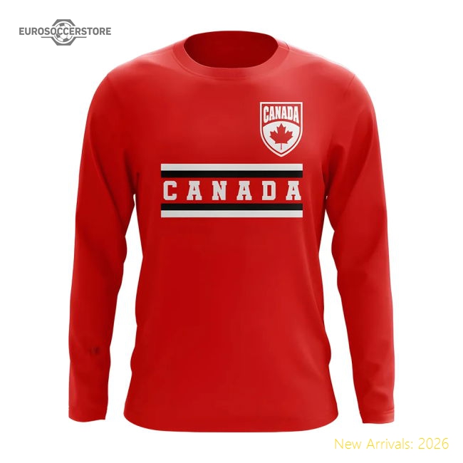 S,Canada Canada Core Football Country Long Sleeve T-Shirt (Red)-Soccer Shirts Store: 2026 World Cup Kits