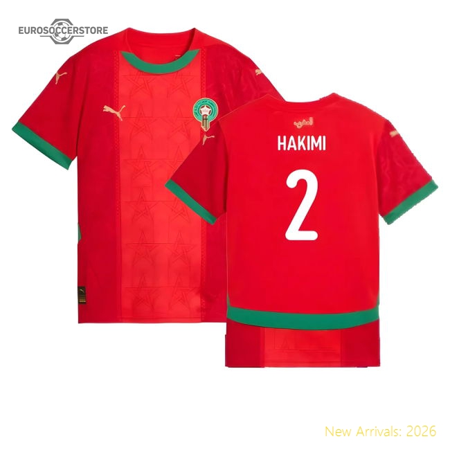 S,Morocco Kids(Youth) 2024-2025 Morocco Home Shirt (Youth) (Hakimi 2)-World Cup Jersey Hub - 2026 National Football Kits Store