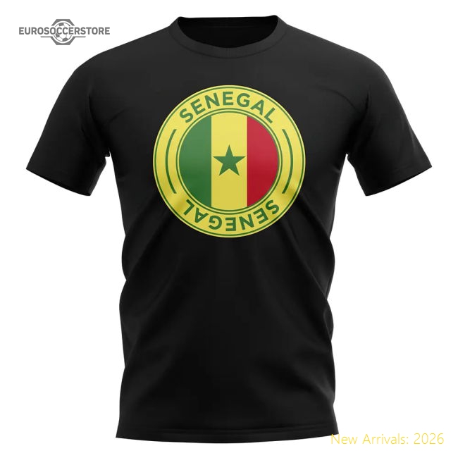 S,Senegal Match Day Senegal Football Badge T-Shirt (Black)-World Cup Jersey Hub - 2026 National Football Kits Store