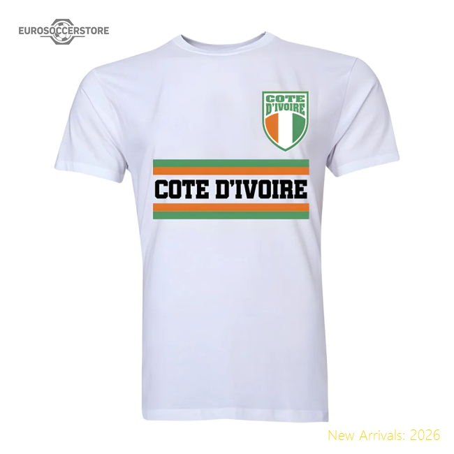 S,Ivory Coast Ivory Coast Core Football Country T-Shirt (White)-Soccer Shirts Store: 2026 World Cup Kits