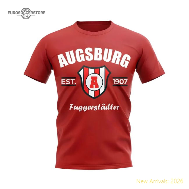 Fc Augsburg Augsburg Established Football T-Shirt (Red)-World Cup Jersey Hub - 2026 National Football Kits Store