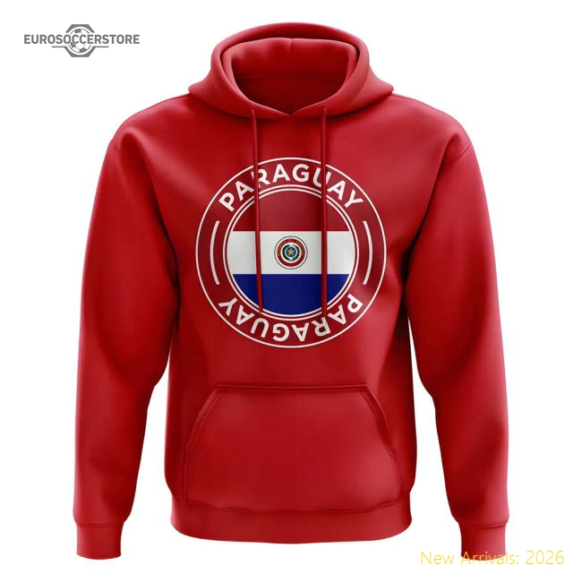S,Paraguay Competition Ready Paraguay Football Badge Hoodie (Red)-Soccer Shirts Store: 2026 World Cup Kits