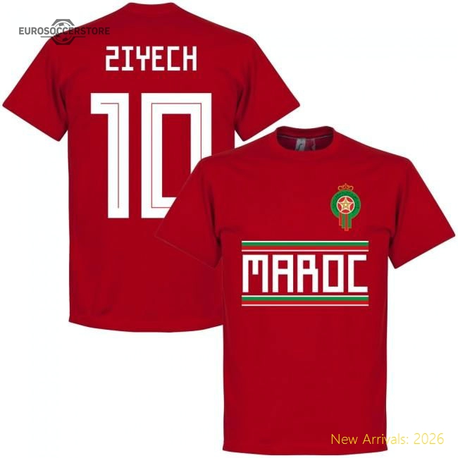 S,Morocco Game Ready Morocco Ziyech 10 Team T-Shirt - Red-Soccer Shirts Store: 2026 World Cup Kits