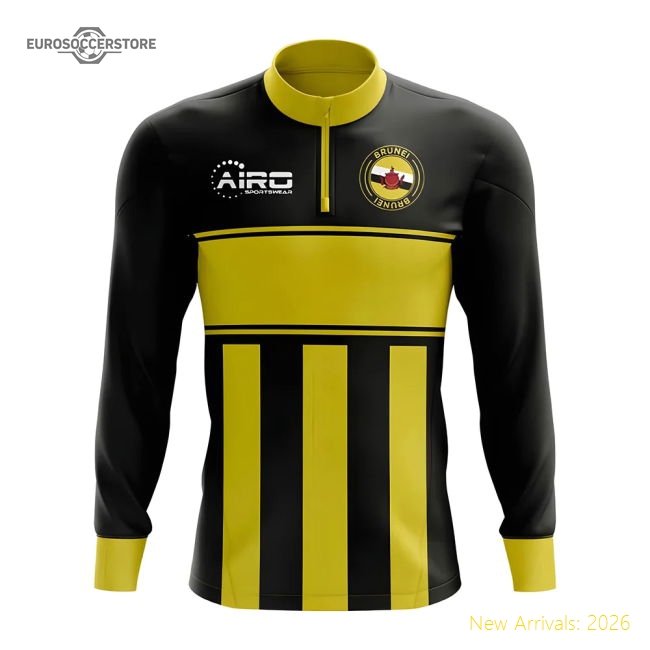 Brunei Brunei Concept Football Half Zip Midlayer Top Black-Yellow-World Cup Jersey Hub - 2026 National Football Kits Store